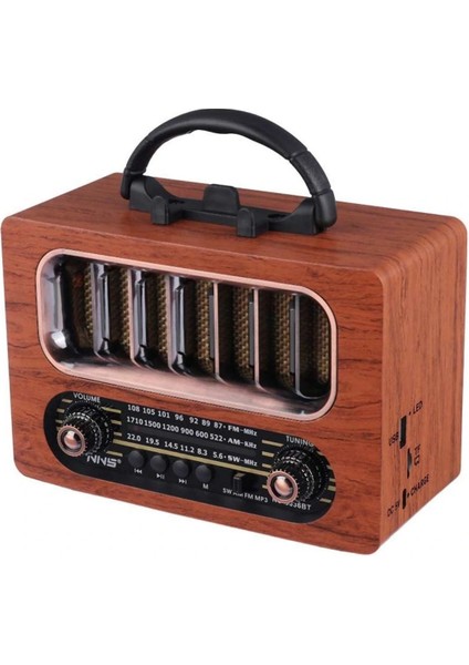 Orta Boy Retro Ahşap Tasarım Bluetooth Hoparlörlü Radyo – Fm/am Destekli, Şarjlı ve Taşınabiliri Radyo NS-6636 (5324) fiyatları