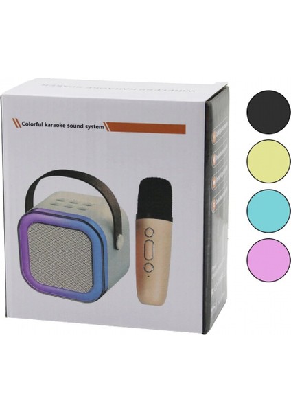 Karaoke Mikrofonlu Wireless Hoparlör - Speaker Işıklı USB Şarjlı Dc 5V - Tf - Aux K-12 (5324)