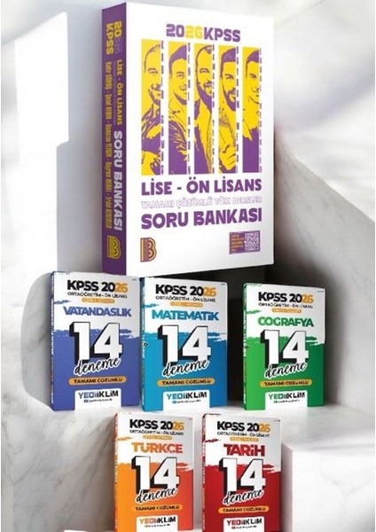 2026 Lise Ön Lisans Tamamı Çözümlü Soru Bankası-Yediiklim 2026 Kpss Ön Lisans Gy-Gk Deneme