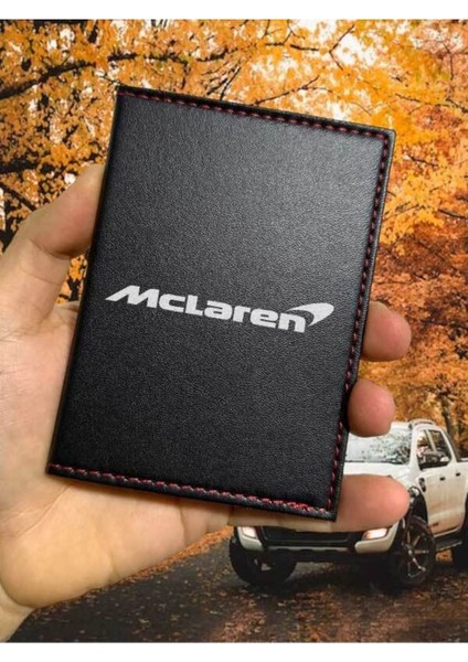 Mc Laren Desenli Ruhsat Kabı Logolu Oto Ruhsat Kılıfı Vinleks Deri Dikişli Araç Ruhsat Koruyucu