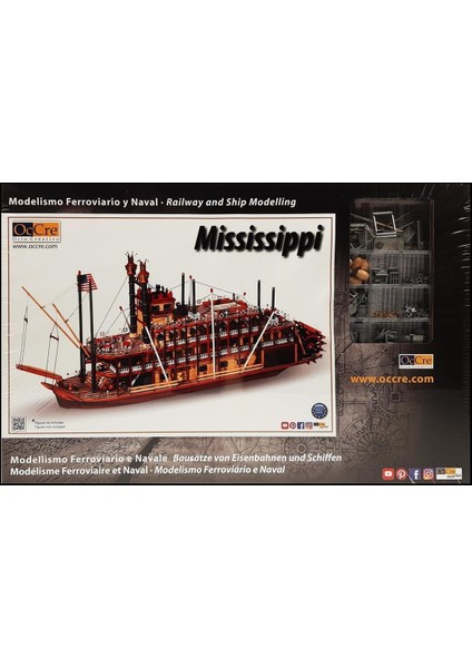 14003 1/80 Ölçek, Mississippi, 74 Cm. Buharlı Amerikan Nehir Gemisi, Ahşap Model Kiti