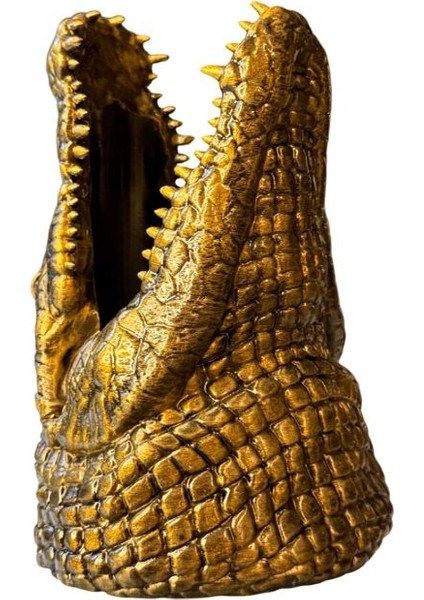 Timsah Figürlü Şaraplık - El Işçiliği ile Boyanmış (Altın) modelleri