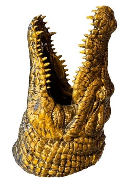 Timsah Figürlü Şaraplık - El Işçiliği ile Boyanmış (Altın) indirimleri