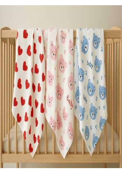 Çok Amaçlı Müslin Örtü & Battaniye 3'lü Set %100 Pamuk 80X90 cm fiyatları