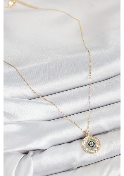 Bfs Pirinç Zirkon Taşlı Su Yolu Nazar Model Gold Renk Kadın Kolye fiyatları