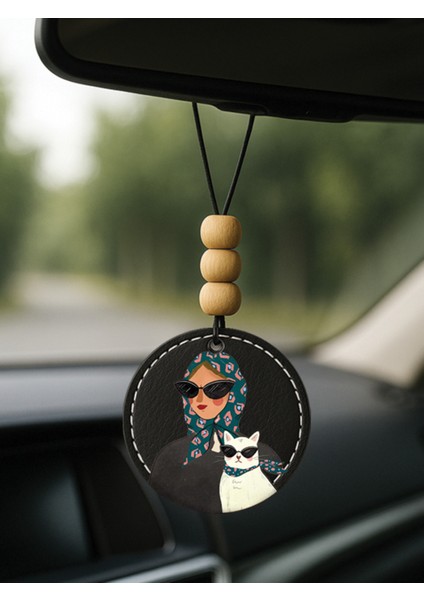 Özel Tasarım Deri Baskılı Desenli Araba Dikiz Aynası Süsü Siyah - Be Cool