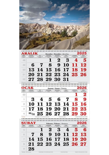 2026 Yılı Gemici Takvimi-Kapadokya Zemi Vadisi