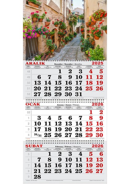 2026 Yılı Gemici Takvimi-Çiçekli Yol Spello/italya