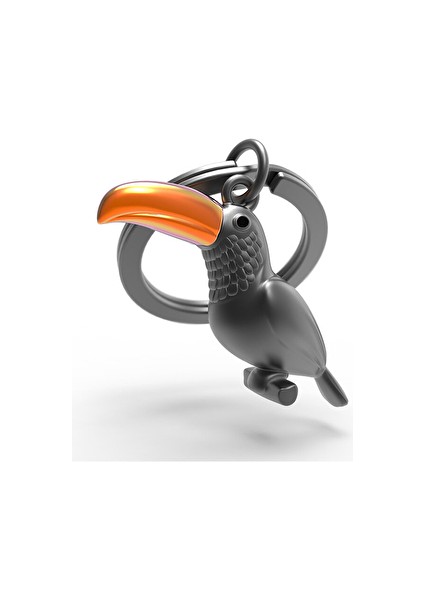 Tukan Kuşu Anahtarlık Koyu Gri - Turuncu MTM274-01