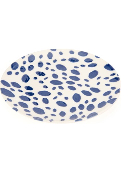 Porselen Lido Puantiyeli Pasta Tabağı - Mavi - 19 cm fiyatları