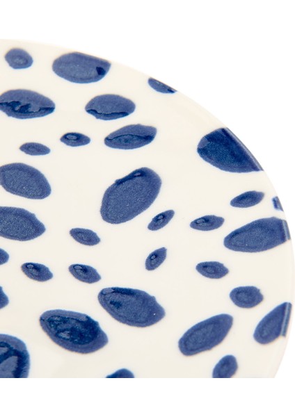 Porselen Lido Puantiyeli Pasta Tabağı - Mavi - 19 cm modelleri