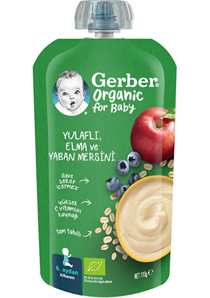 2 Adet Gerber Organik Yulaflı Elma ve Yaban Mersini 110 G