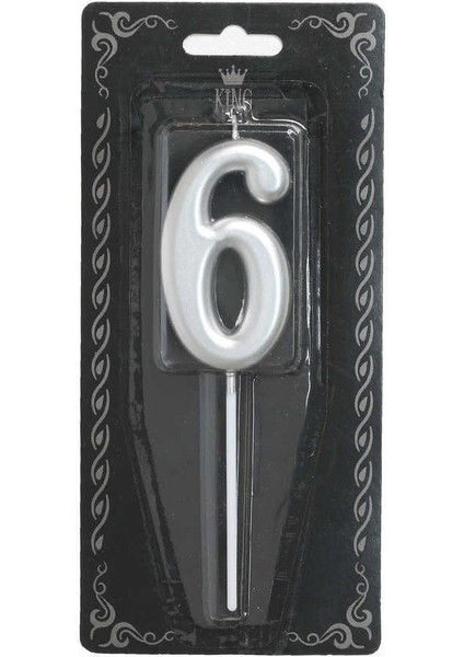 3 Adet Rakam Mum 6 Numara Gümüş fiyatları