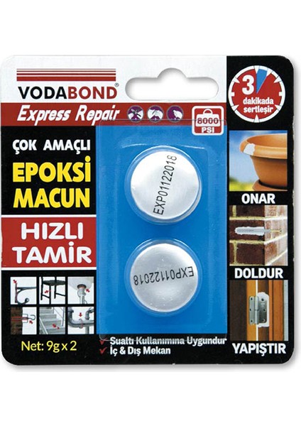 2 Adet Vodabond Epoksi Tamir Macunu 9g 2 Adet fiyatları