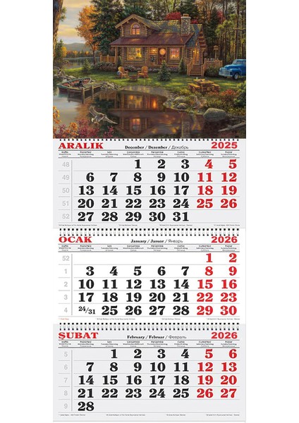 2026 Yılı Gemici Takvimi-Huzurlu Göl Manzarası Eşliğinde Sonbahar