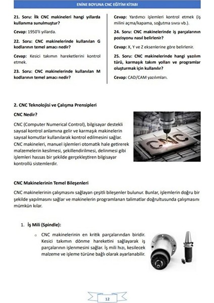 Cnc Öğreten Eğitim Kitabı modelleri