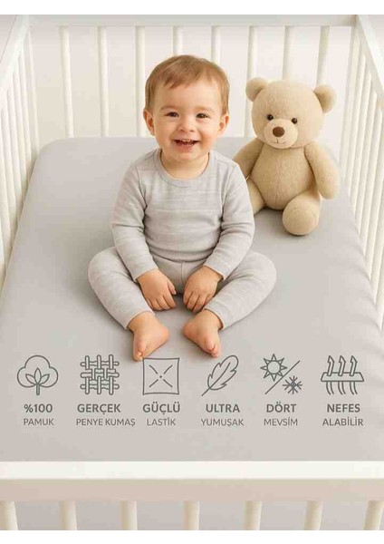 %100 Pamuklu Lastikli Penye Bebek Çarşafı Park Yatak 60×120 70×110 70×120 70×130 70×140