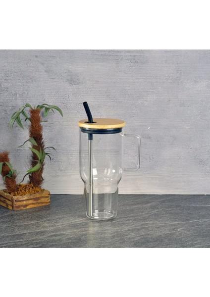 2 Adet Tohana Maxi Bambu Kapaklı Cam Kupa 1000CC fiyatları