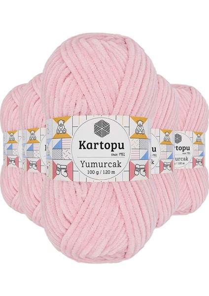 5 Adet Yumurcak Kadife El Örgü Ipi Bebe Pembe K768