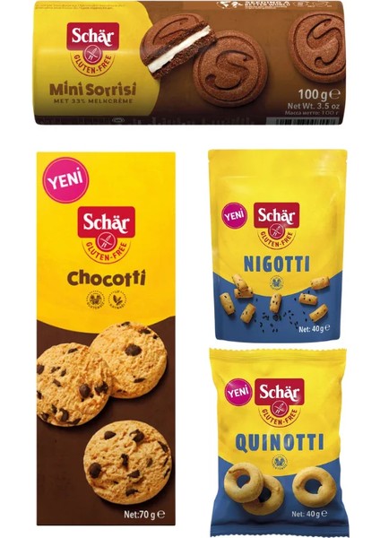 Glutensiz Atıştırmalık Paketi - Mini Sorrisi + Chocoti + Nigotti + Quinotti