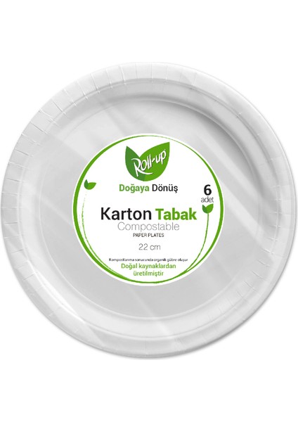 Doğaya Dönüş Karton Tabak 6'lı 22 cm 2 Adet