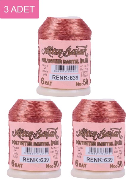 3 Adet Altınbaşak Oya ve Dantel Ipi 20 gr - Royaleks - No: 639