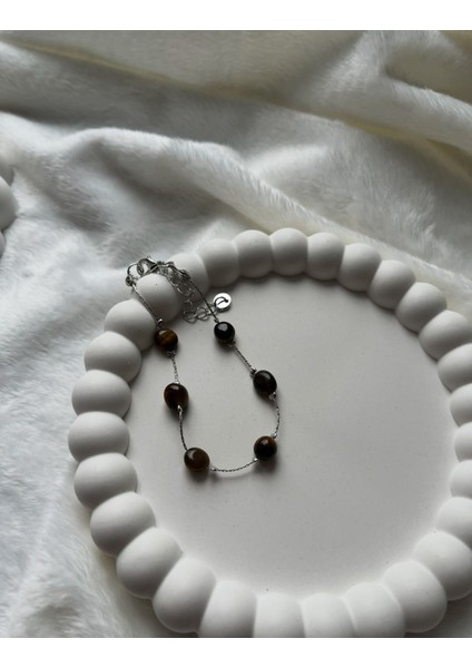 Amorf Kaplangözü Taşı Gümüş Kaplama Bileklik