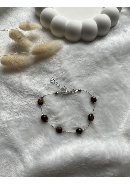 Amorf Kaplangözü Taşı Gümüş Kaplama Bileklik fiyatları