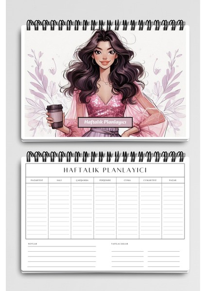 Coffee Girl Model:2 A5 Tel Spiralli Yapılacaklar Notlar Listesi Haftalık Planlayıcı fiyatları