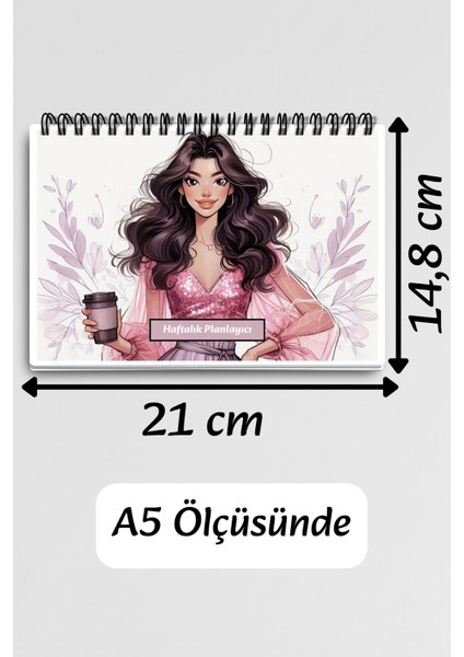 Coffee Girl Model:2 A5 Tel Spiralli Yapılacaklar Notlar Listesi Haftalık Planlayıcı fırsatları