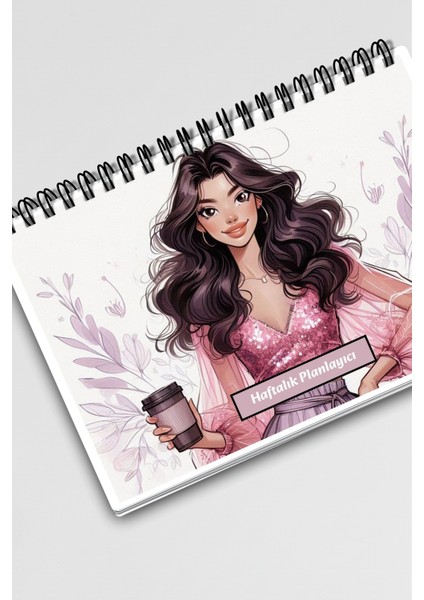 Coffee Girl Model:2 A5 Tel Spiralli Yapılacaklar Notlar Listesi Haftalık Planlayıcı