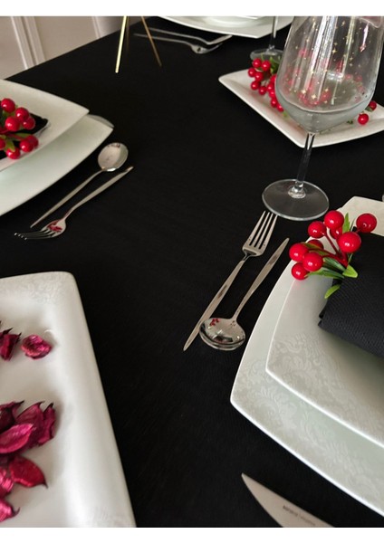 Çeyizlik Piko Sarma Gri Detaylı Dertsiz Masa Örtüsü Simsiz Siyah fiyatları