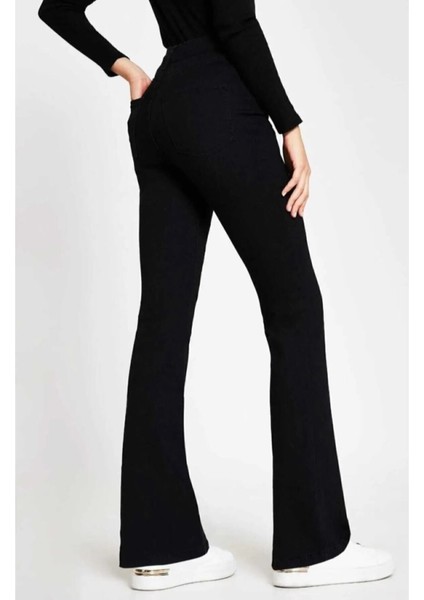 jean Adenle Nicole Siyah Ispanyolpower Likra Kadın Flare Jean Pantolon indirimleri