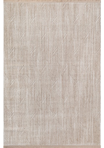 Yalın Modern Dokuma Halı Kaymaz Tabanlı Yıkanabilir Salon ve Oturma Odası Halısı 5577 Bej