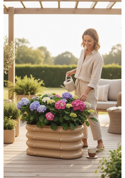 Modüler Yükseltilmiş Bahçe Yatağı Yükseltilmiş Sebze Yatağı Çiçeklik No:0 (60X34) Bej