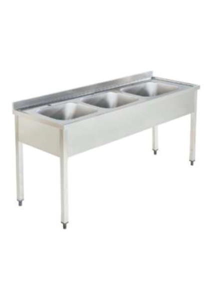 Üç Evyeli Taban Rafsız TEZGAH180 x 60 x 85 (Cm)