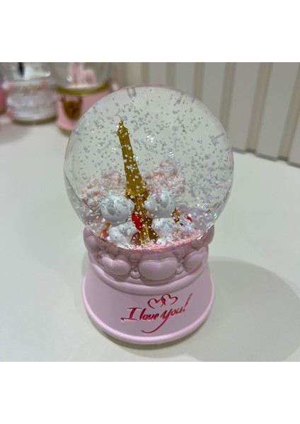 Paris Eyfel Kulesisevgili Ayıcıklı Işıklı Müzikli Orta Boy Kar Küresi TKY0402 modelleri