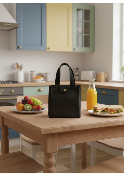 Iva Yiyecek Taşıma Çantası Siyah Gıda Taşıma Çantası Elde Taşıma Yiyecek Çantası Beslenme Çantası