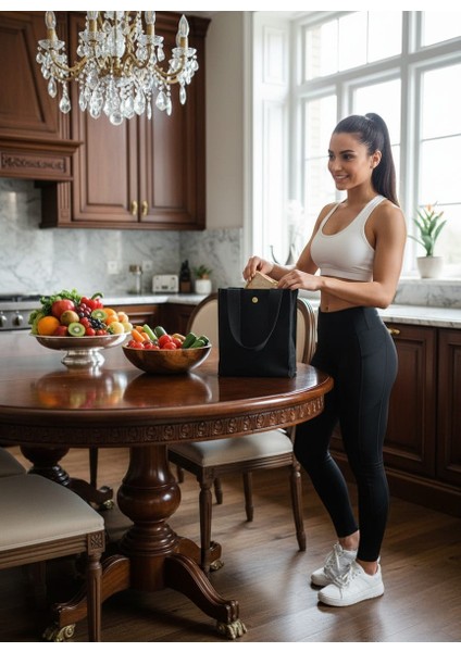 Iva Yiyecek Taşıma Çantası Siyah Gıda Taşıma Çantası Elde Taşıma Yiyecek Çantası Beslenme Çantası