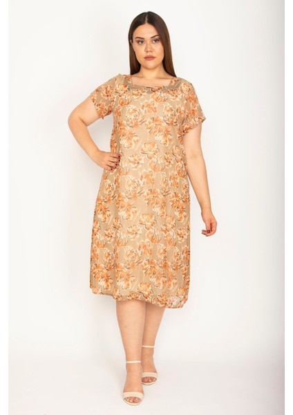 Kadın Renkli Astarlı Şifon Elbise 65N26549 fırsatları