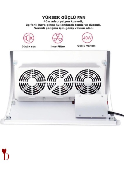 Tırnak Toz Toplama Cihazı 3 Fanlı Güçlü 2 Adet Yedek Toz Torbası ile Birlikte