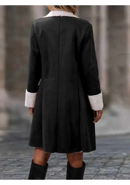 Kadın Uzun Kollu Yakalı Düğmeli Süet Mini Manto fırsatları