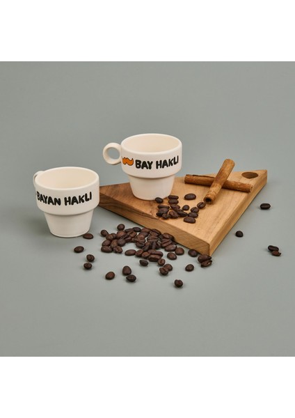 Tasarım Bay Haklı ve Bayan Haklı 2'li Espresso Fincanı - Renkli - 90 ml