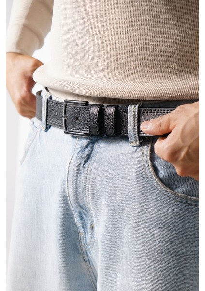 Erkek 4.5 cm Spor Siyah Kemer