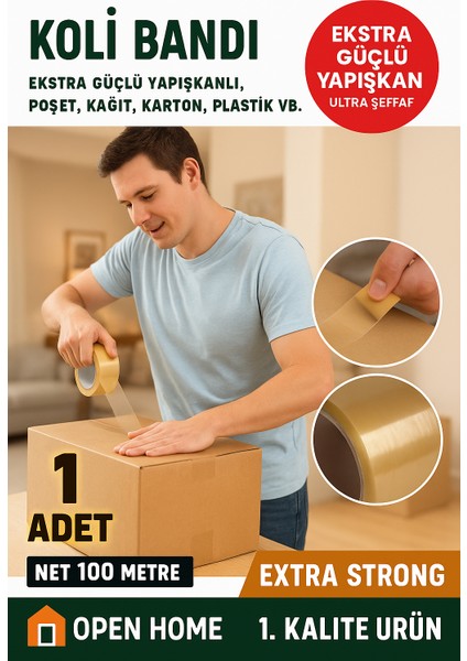 4 Adet - 100 Metre Şeffaf Koli Bandı – Extra Strong 40 Micron Kalınlık, Güçlü Yapışkan modelleri