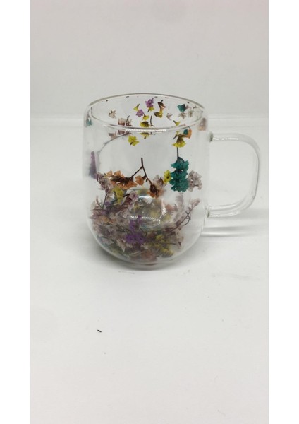 Isıya Dayanıklı Borosilikat Çift Cidarlı Kurutulmuş Canlı Çiçekli Kupa fiyatları