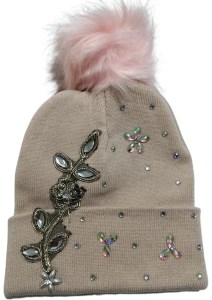 Kadın Örgü Taşlı Ponponlu Bere Standart fiyatları