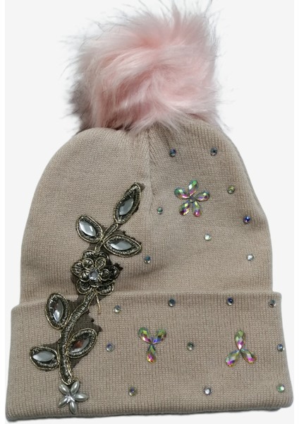 Kadın Örgü Taşlı Ponponlu Bere Standart modelleri