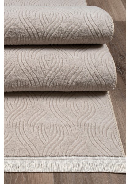 Rayne Koleksiyonu Bukle Kabartmalı Rölyef Kaymaz Tabanlı Yıkanabilir Salon,mutfak,koridor Vizon