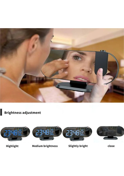 Çok Foksiyonlu LED Projeksiyonlu Dijital Alarm Saati Sıcaklık Nem Göstergeli USB Şarj 180° Dönen fırsatları